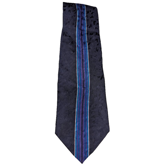 Stefano Milano Men's Necktie Silk Dark Blue‎ Striped Classic - Picture 1 of 3